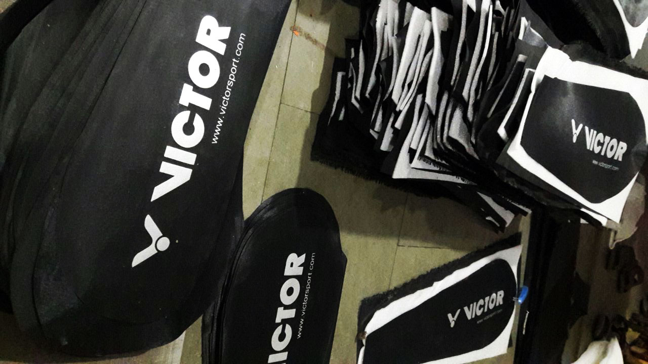 badminton bags are ready to stiching for victor company